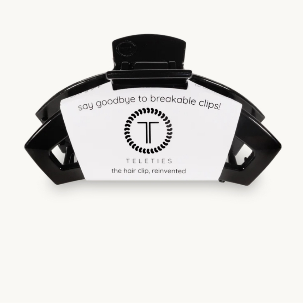Teleties Open Jet Black Medium Hair Clip| Open Style/Hair Can Be Seen\ NWT